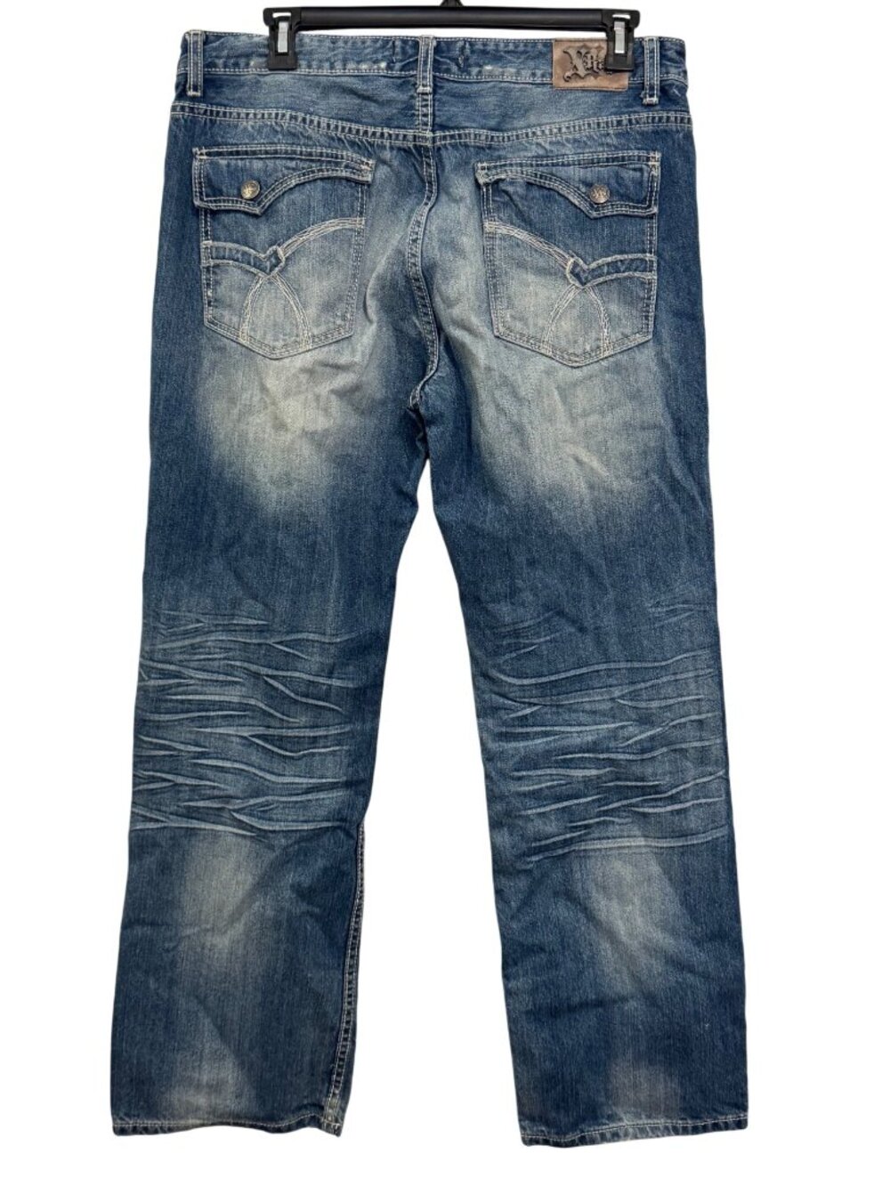 vintage X-Ray Mens Distressed Blue Straight-Leg Jeans 33" Inseam